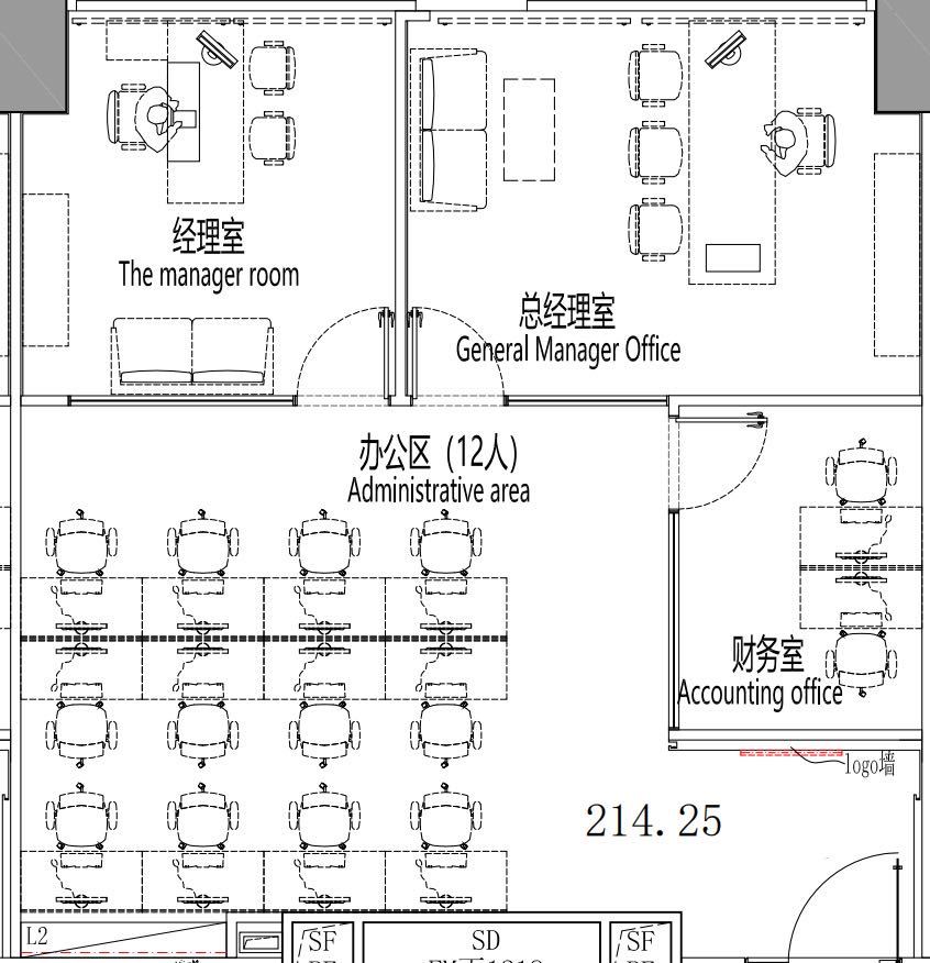 创富大厦·美百年科创中心214.28平米豪装办公室出租_梅林 - 办公空间资料图 2 创富大厦·美百年科创中心 户型图