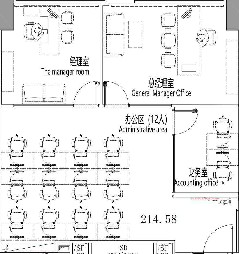 创富大厦·美百年科创中心214.25平米豪装办公室出租_梅林 - 办公空间资料图 6 创富大厦·美百年科创中心 户型图
